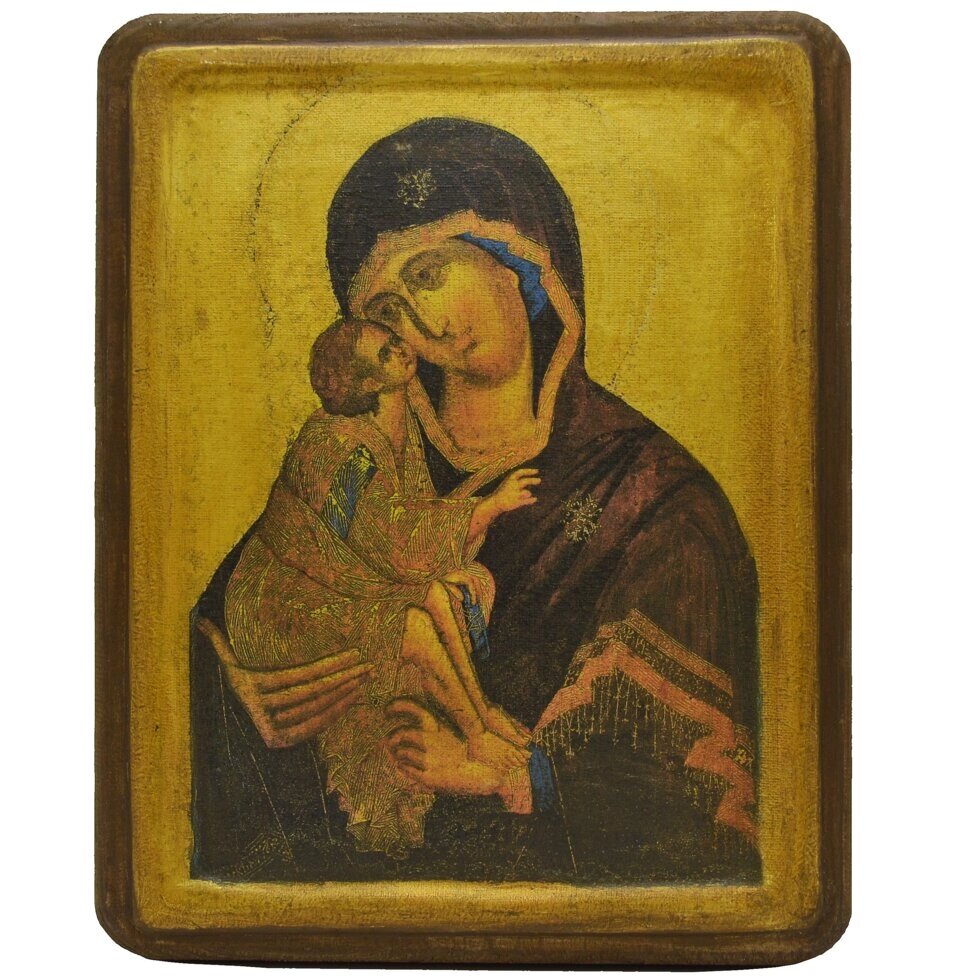 Ікона "Пресвята Богородиця Донська" на дереві 15х18 см від компанії Іконна лавка - фото 1