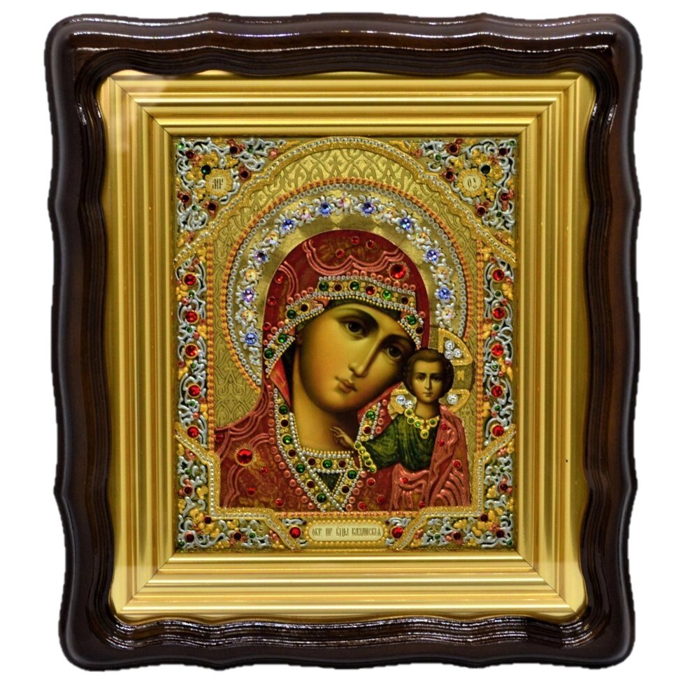 Ікона "Пресвята Богородиця Казанська" лист по склу від компанії Іконна лавка - фото 1