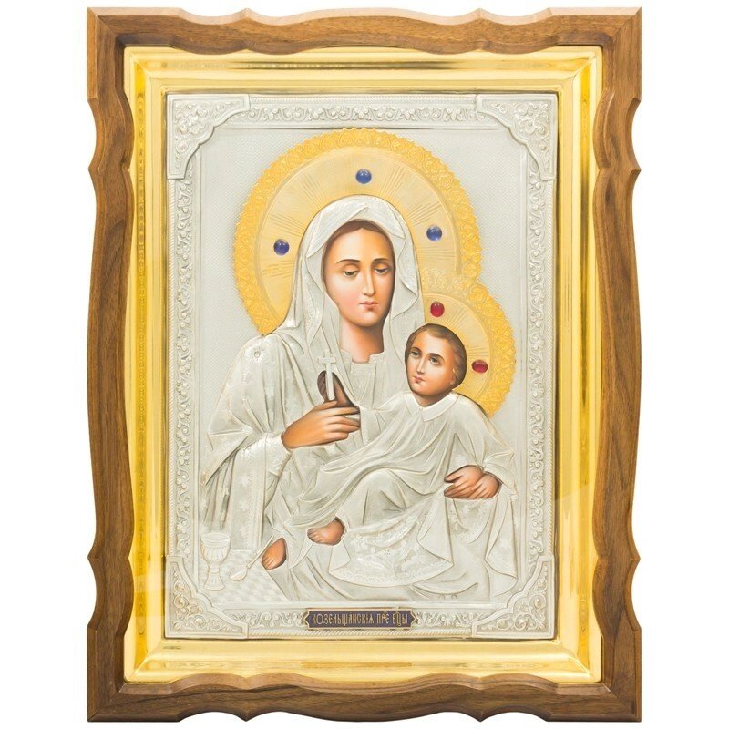 Ікона "Пресвята Богородиця Козельщанська" зі срібла від компанії Іконна лавка - фото 1