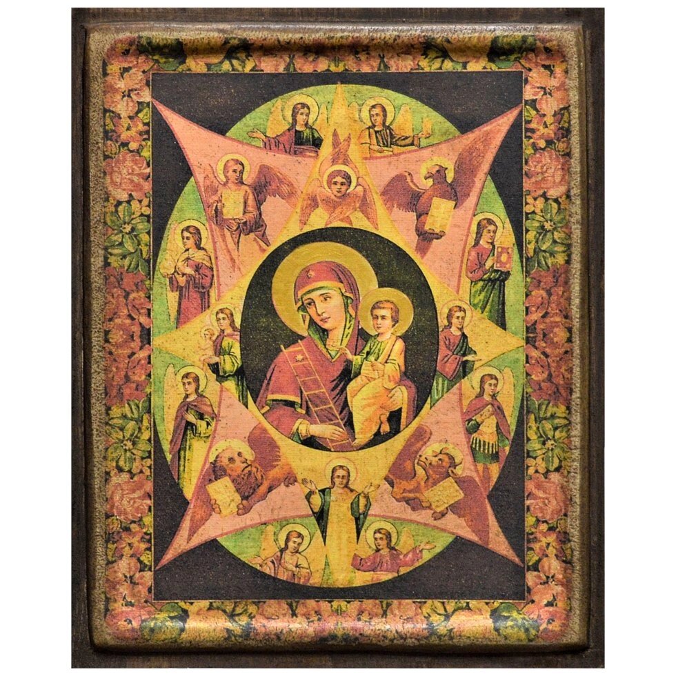 Ікона "Пресвята Богородиця Неопалима Купина" на дереві 15х18 см від компанії Іконна лавка - фото 1