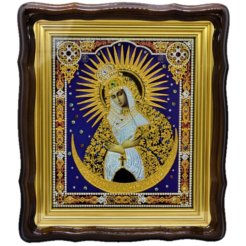 Ікона Пресвята Богородиця Остробрамської лист по склу 26х23 см від компанії Іконна лавка - фото 1