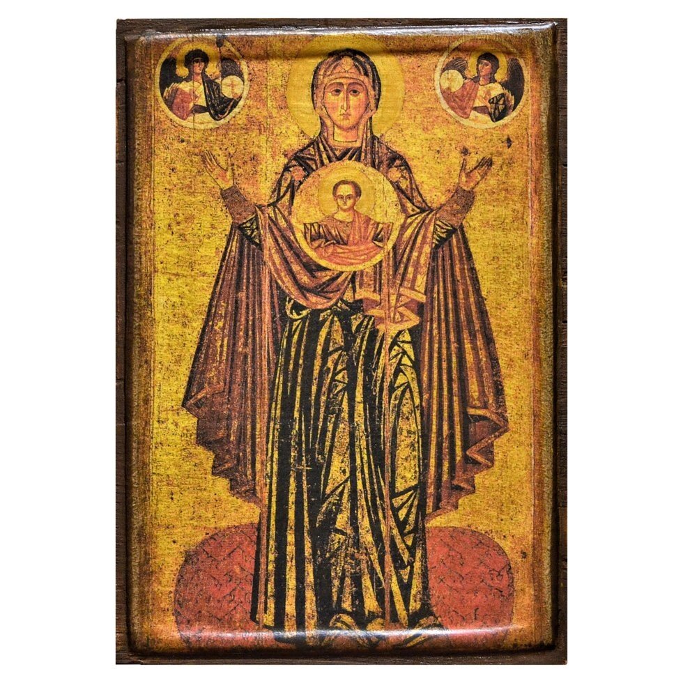 Ікона "Пресвята Богородиця Велика Панагія (Оранта)" на дереві 15х20 см від компанії Іконна лавка - фото 1