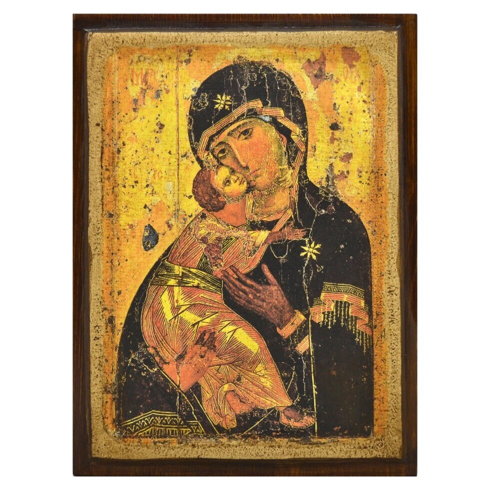 Ікона "Пресвята Богородиця Замилування (Вишгородська)" на дереві 15х18 см від компанії Іконна лавка - фото 1
