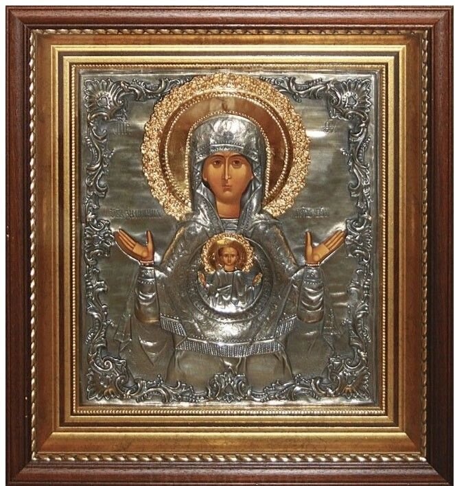 Ікона "Пресвята Богородиця Знамення" зі срібла від компанії Іконна лавка - фото 1