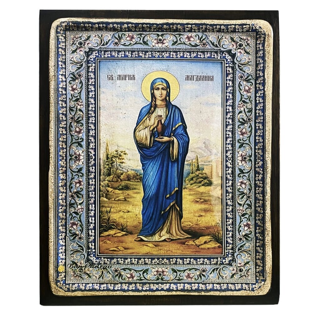 Ікона "Пресвята Марія Магдалина" на дереві 11х9 см від компанії Іконна лавка - фото 1