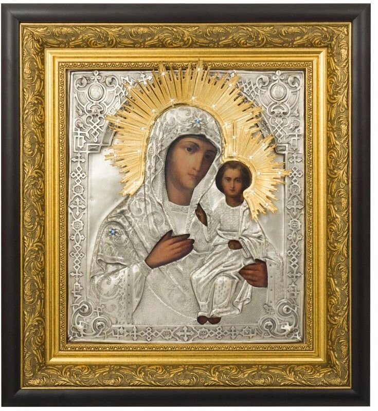Ікона "Пресвятої Богородиці Смоленська" зі срібла з позолотою від компанії Іконна лавка - фото 1