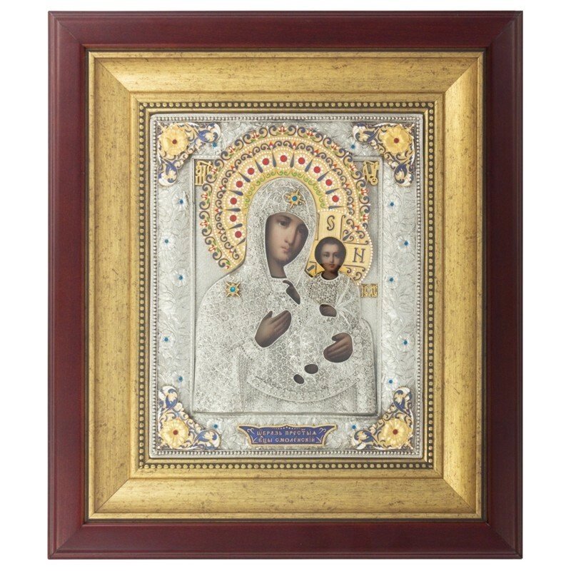Ікона "Пресвятої Богородиці Смоленської" зі срібла від компанії Іконна лавка - фото 1