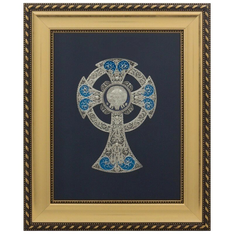Ікона "Сканний хрест" зі срібла з емалями від компанії Іконна лавка - фото 1