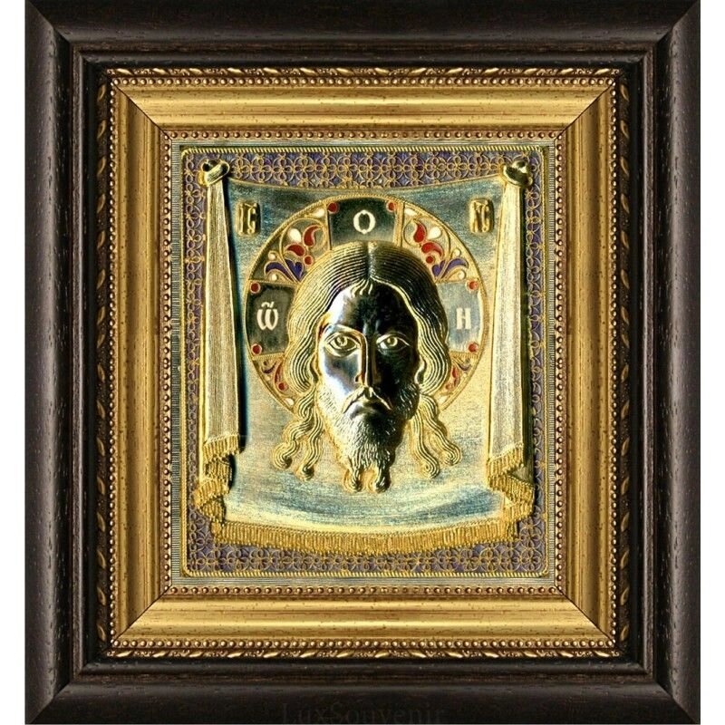 Ікона "Спас Нерукотворний" зі срібла з чорнінням від компанії Іконна лавка - фото 1