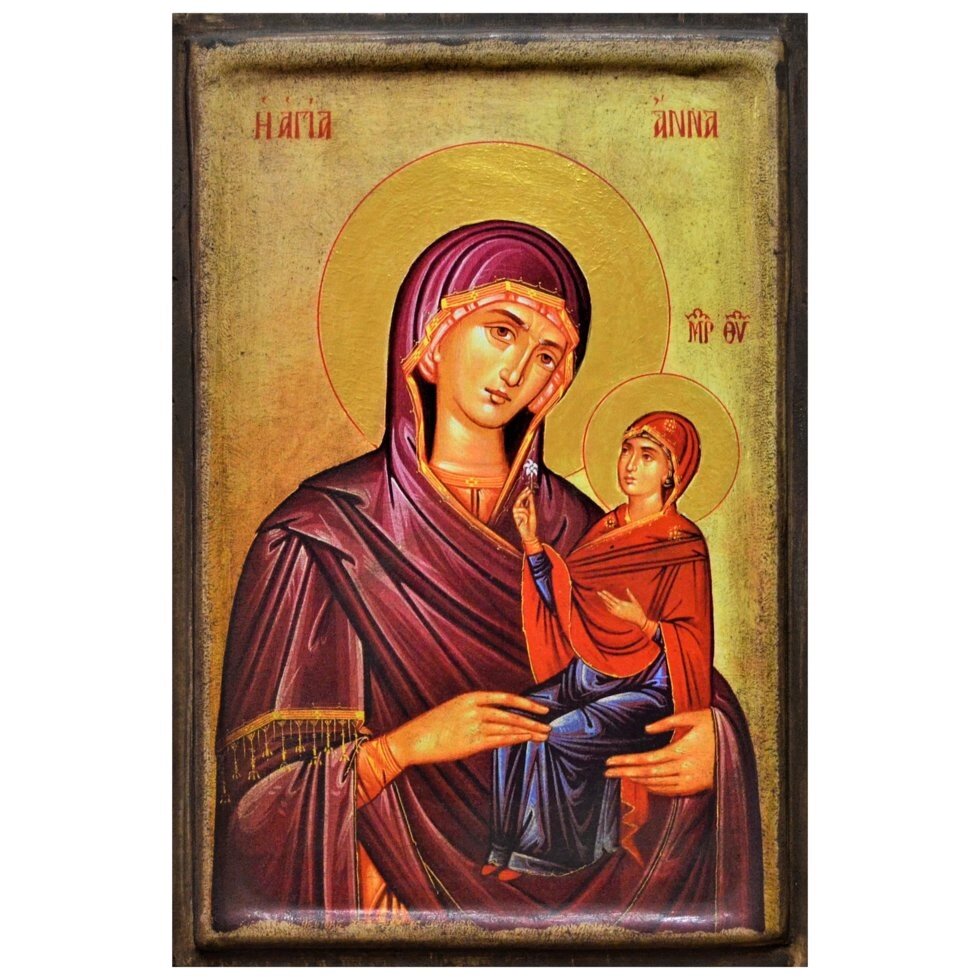 Ікона "Свята Анна з Богородицею" на дереві 20х15 см від компанії Іконна лавка - фото 1