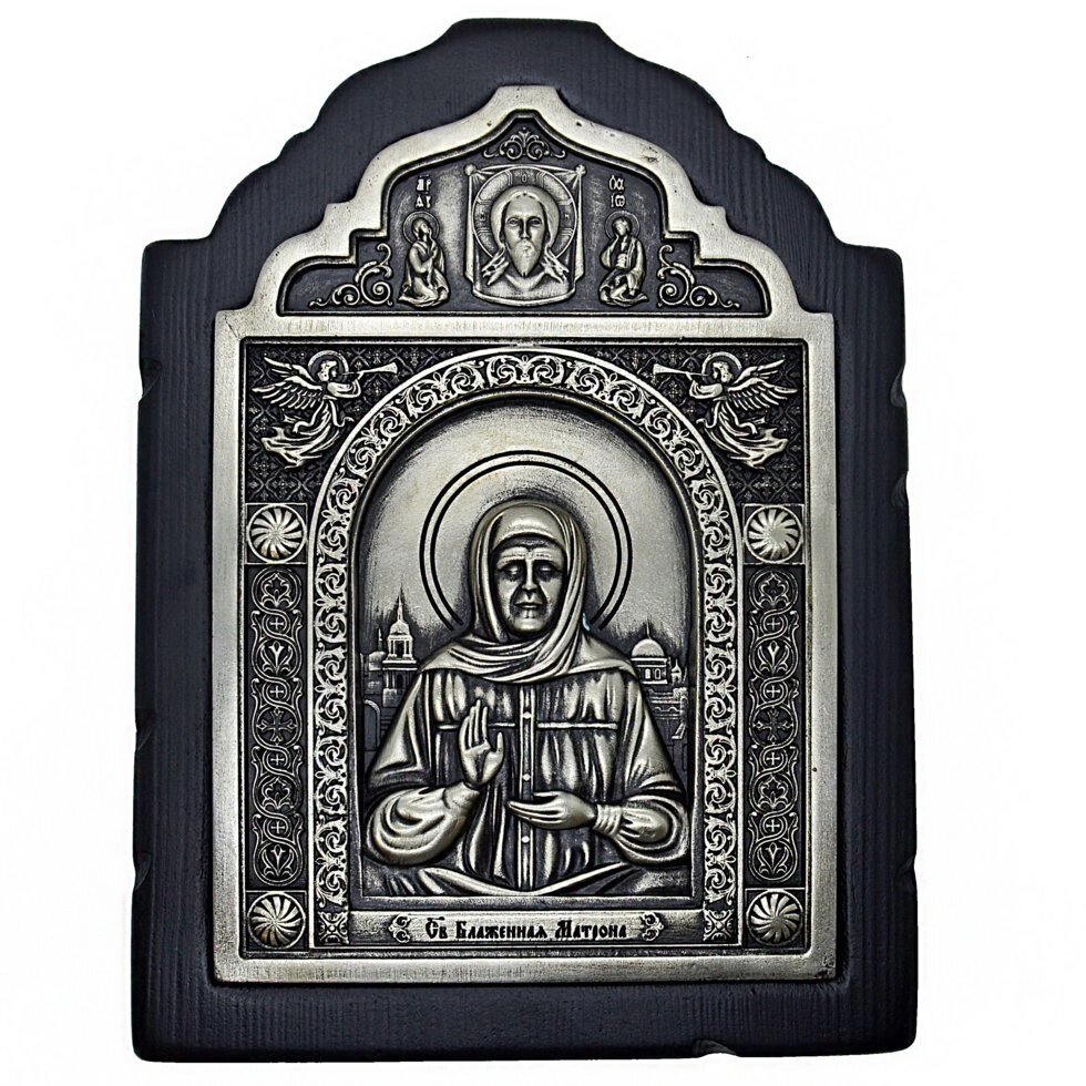 Ікона "Свята Блаженна Матрона" в сріблі з чорнінням від компанії Іконна лавка - фото 1