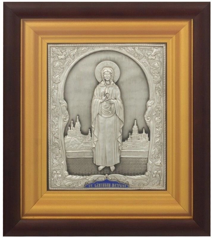 Ікона "Свята блаженна Матрона" зі срібла 27х23см від компанії Іконна лавка - фото 1