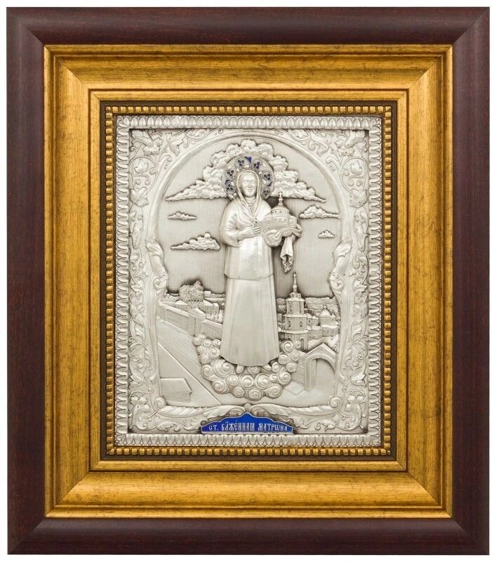 Ікона "Свята блаженна Матрона" зі срібла 31х26см від компанії Іконна лавка - фото 1