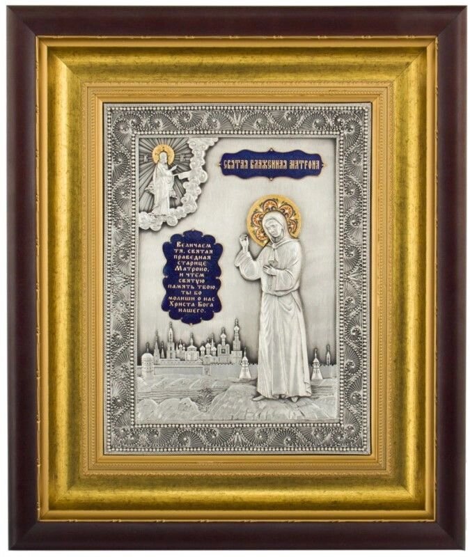 Ікона "Свята блаженна Матрона" зі срібла з емалями від компанії Іконна лавка - фото 1