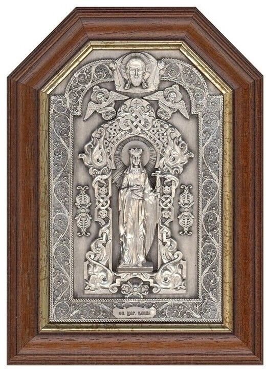 Ікона "Свята цариця Олена" зі срібла з чорнінням від компанії Іконна лавка - фото 1