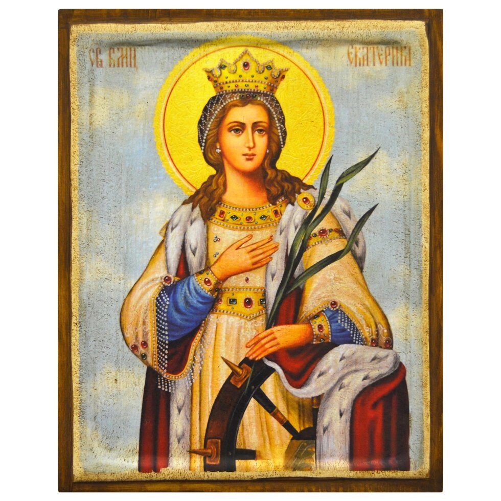 Ікона "Свята Катерина Олександрійська" на дереві 30х20 см від компанії Іконна лавка - фото 1