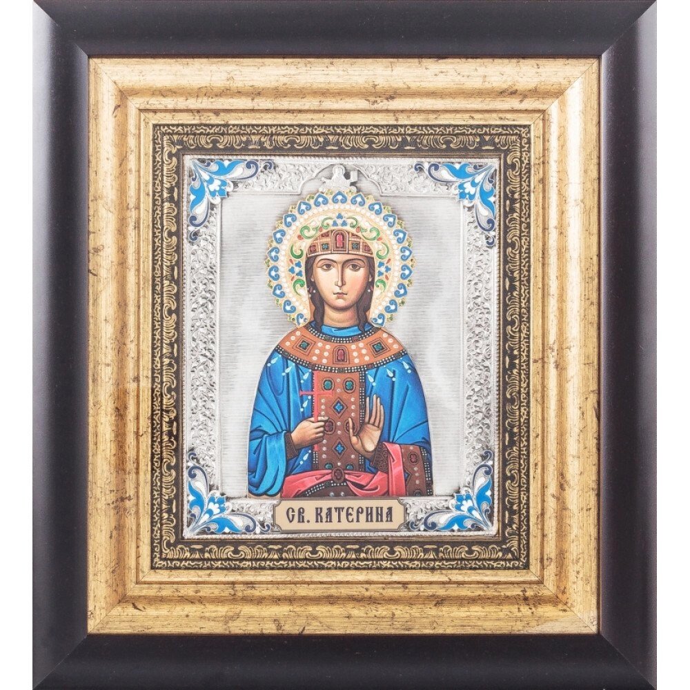 Ікона "Свята Катерина" зі срібла від компанії Іконна лавка - фото 1