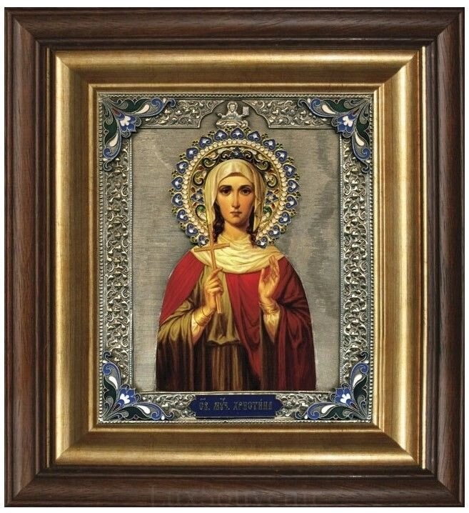 Ікона "Свята мучениця Христина" зі срібла з емалями від компанії Іконна лавка - фото 1