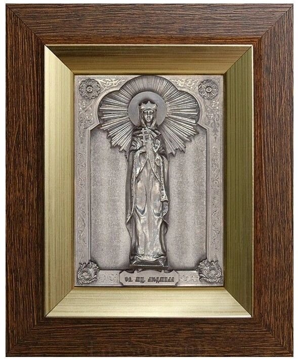 Ікона "Свята мучениця Людмила" зі срібла 14х11см від компанії Іконна лавка - фото 1