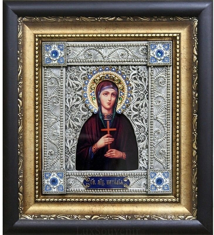 Ікона "Свята мучениця Наталія" зі срібла з камінням від компанії Іконна лавка - фото 1