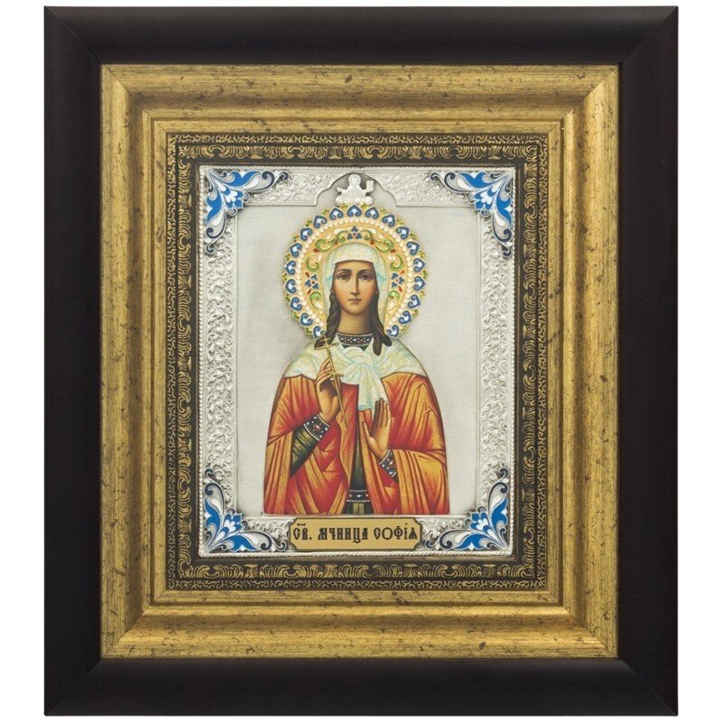 Ікона "Свята мучениця Софія" зі срібла з емалями від компанії Іконна лавка - фото 1