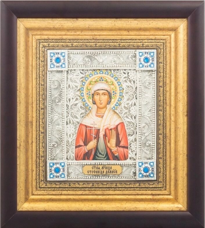 Ікона "Свята мучениця Стефаніда Дамаська" зі срібла від компанії Іконна лавка - фото 1