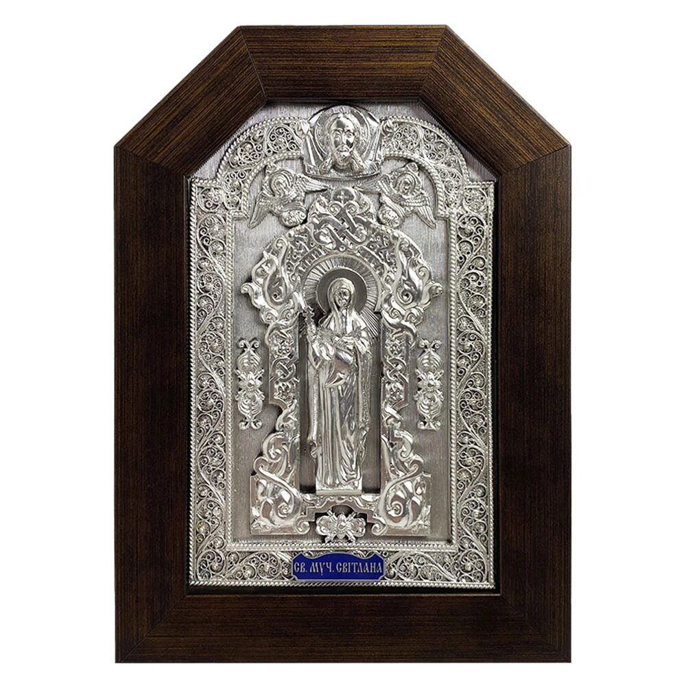 Ікона "Свята мучениця Світлана" зі срібла 19х14см від компанії Іконна лавка - фото 1