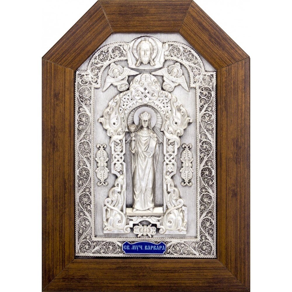 Ікона "Свята мучениця Варвара" зі срібла від компанії Іконна лавка - фото 1