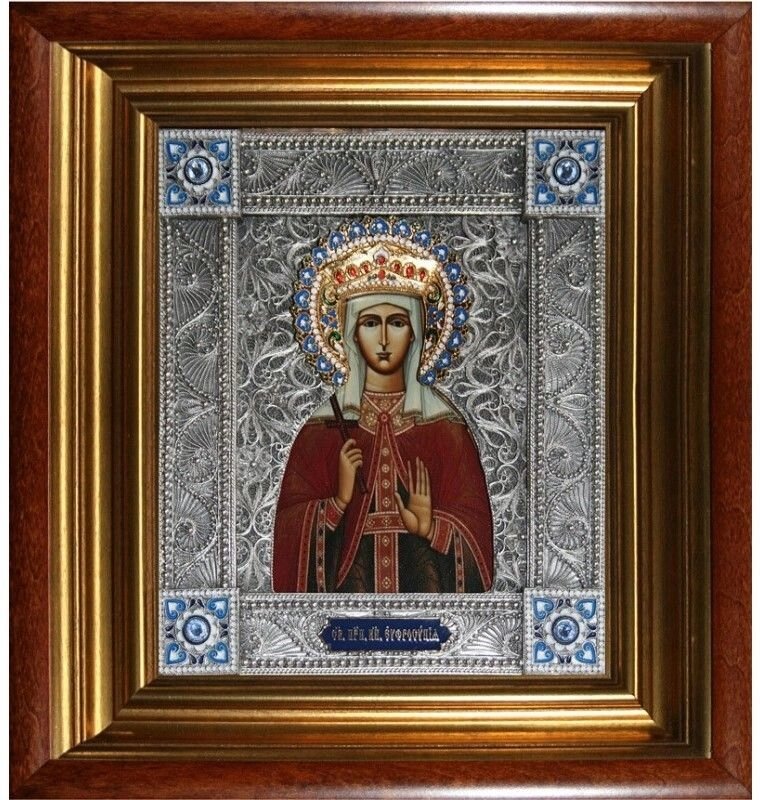 Ікона "Свята преподобна Єфросинія" зі срібла від компанії Іконна лавка - фото 1