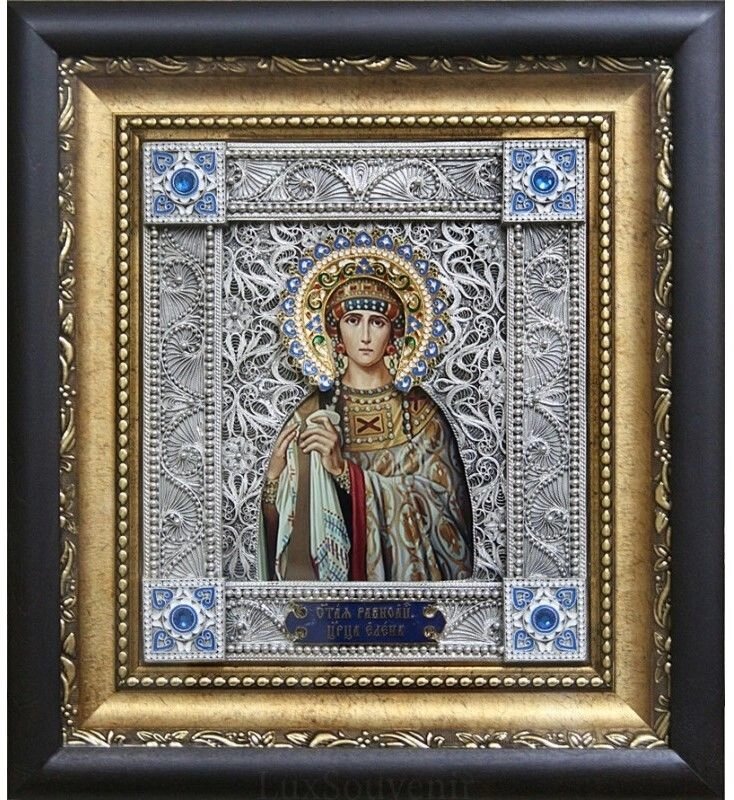 Ікона "Свята рівноапостольна цариця Олена" зі срібла від компанії Іконна лавка - фото 1