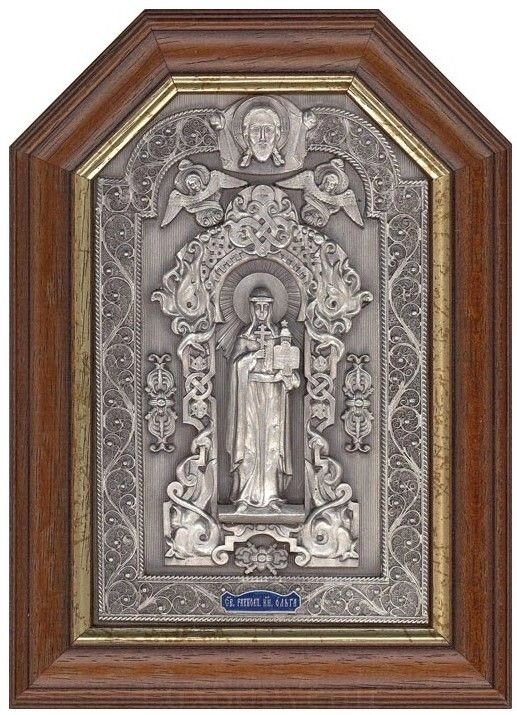 Ікона "Свята рівноапостольна княгиня Ольга" зі срібла 19х14см від компанії Іконна лавка - фото 1