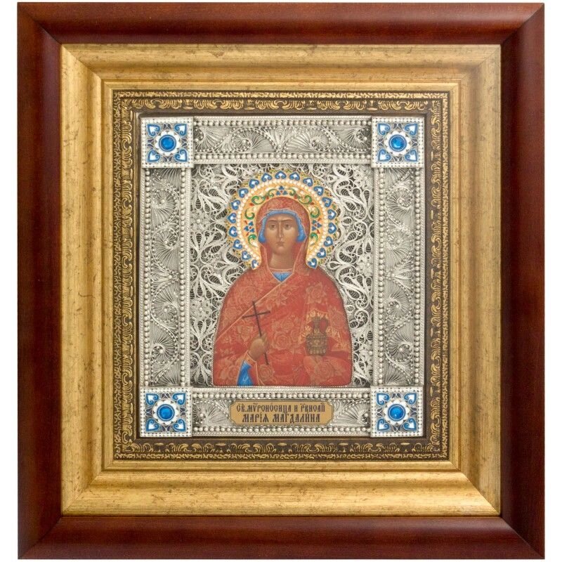 Ікона "Свята рівноапостольна мироносиця Марія Магдалина" зі срібла від компанії Іконна лавка - фото 1