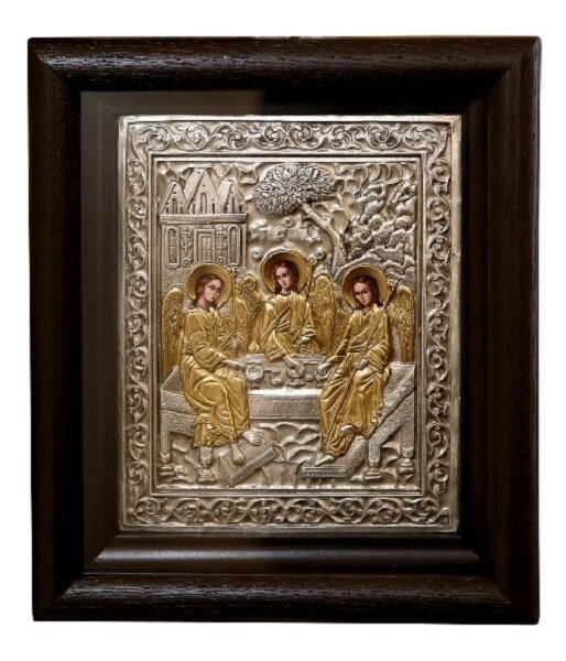 Ікона "Свята Трійця" в мідному окладі і дерев'яній рамі від компанії Іконна лавка - фото 1