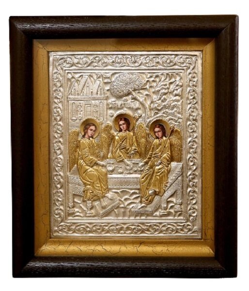 Ікона "Свята Трійця" в мідному окладі з позолотою від компанії Іконна лавка - фото 1