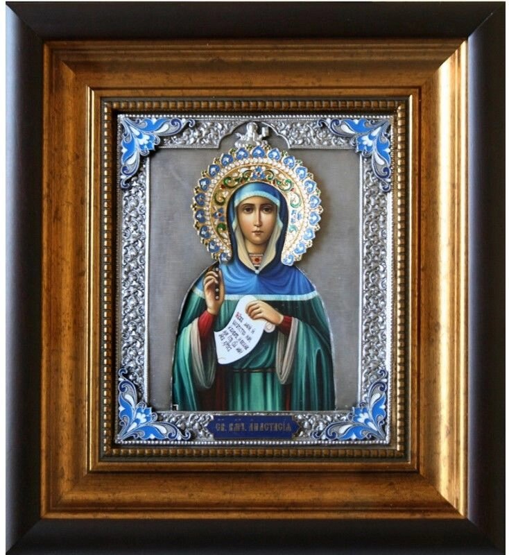 Ікона "Свята великомучениця Анастасія" зі срібла від компанії Іконна лавка - фото 1