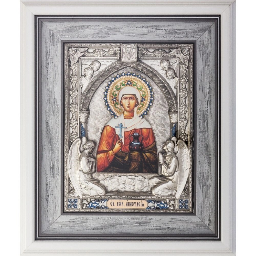 Ікона "Свята великомучениця Анастасія" зі срібла від компанії Іконна лавка - фото 1