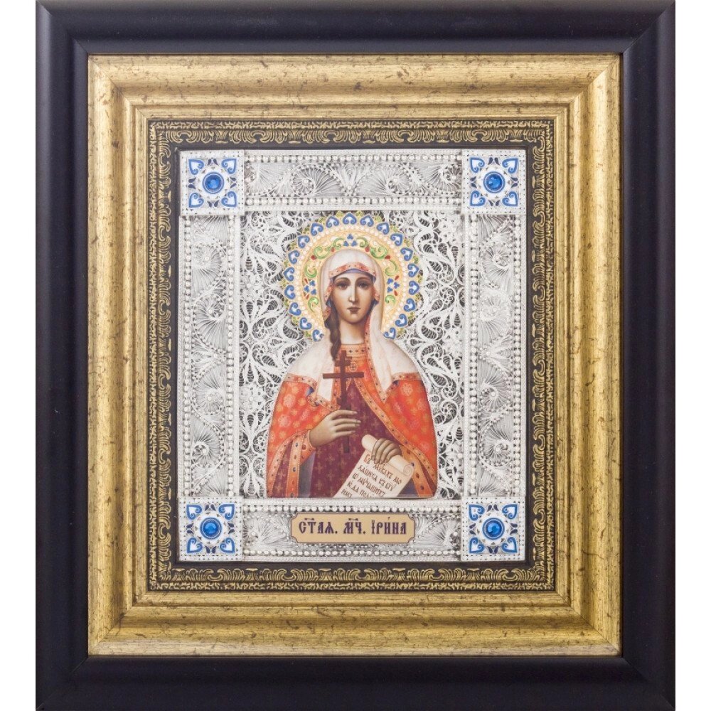 Ікона "Свята великомучениця Ірина" зі срібла від компанії Іконна лавка - фото 1
