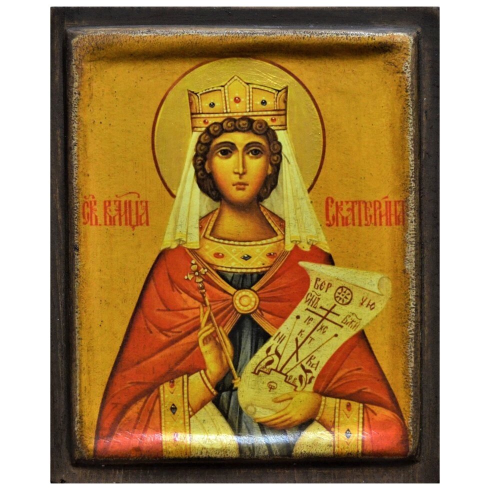 Ікона "Свята великомучениця Катерина" на дереві 11х9 см від компанії Іконна лавка - фото 1
