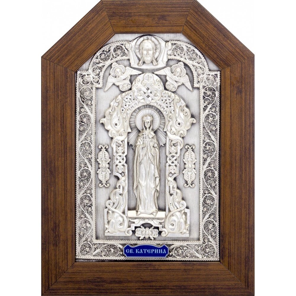 Ікона "Свята великомучениця Катерина" зі срібла від компанії Іконна лавка - фото 1