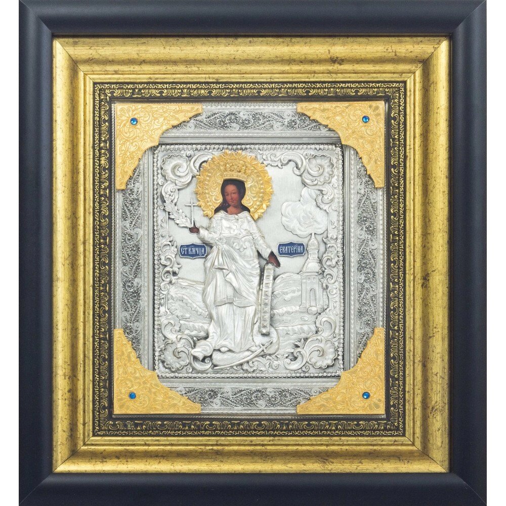 Ікона "Свята великомучениця Катерина" зі срібла від компанії Іконна лавка - фото 1