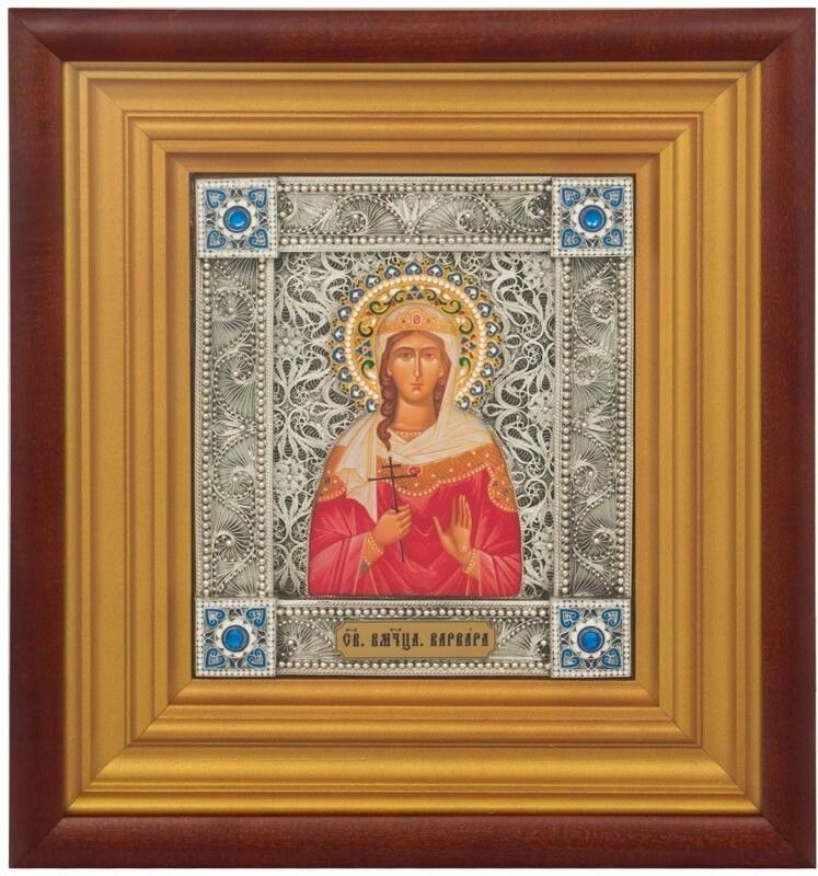 Ікона "Свята великомучениця Варвара" зі срібла від компанії Іконна лавка - фото 1