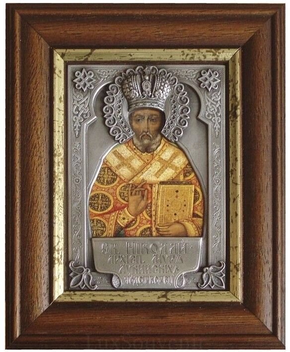 Ікона "Святитель Миколай, архієпископ Мир Лікійських, Чудотворець" зі срібла від компанії Іконна лавка - фото 1