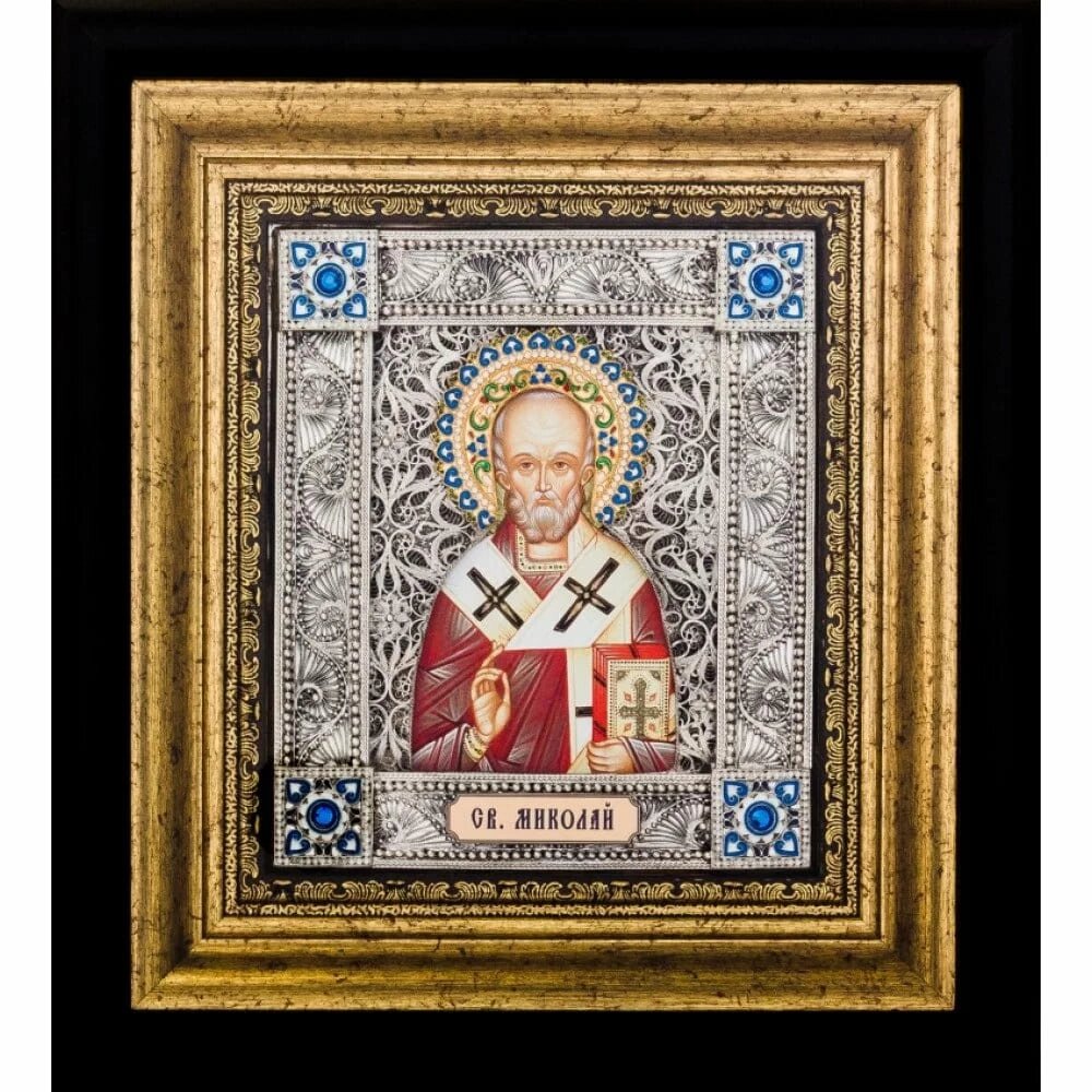 Ікона "Святитель Миколай" посріблена від компанії Іконна лавка - фото 1