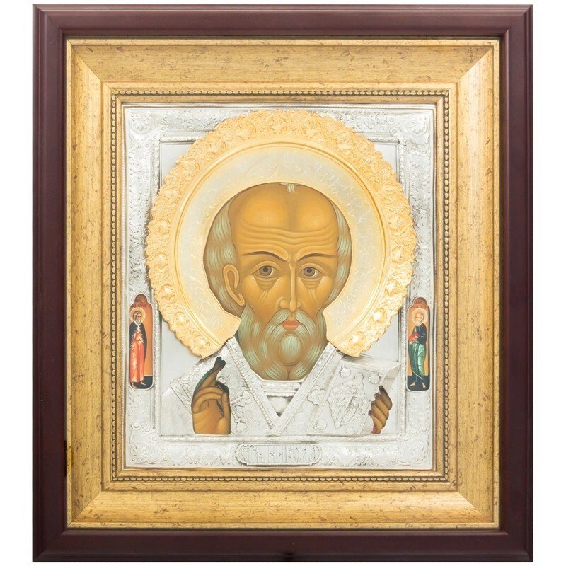 Ікона "Святитель Миколай" зі срібла 51х46см від компанії Іконна лавка - фото 1