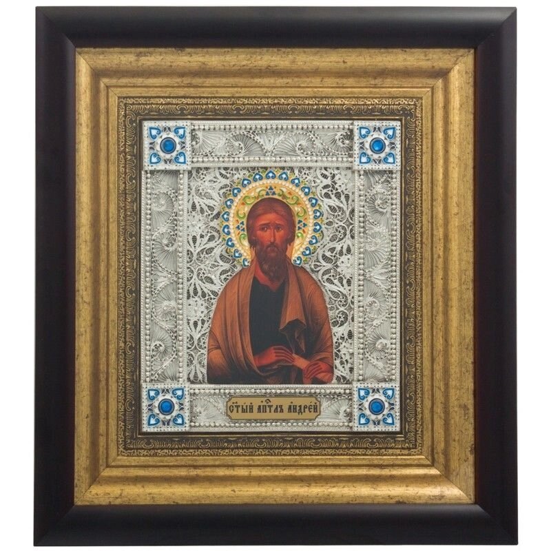 Ікона "Святий апостол Андрій" зі срібла з позолотою від компанії Іконна лавка - фото 1