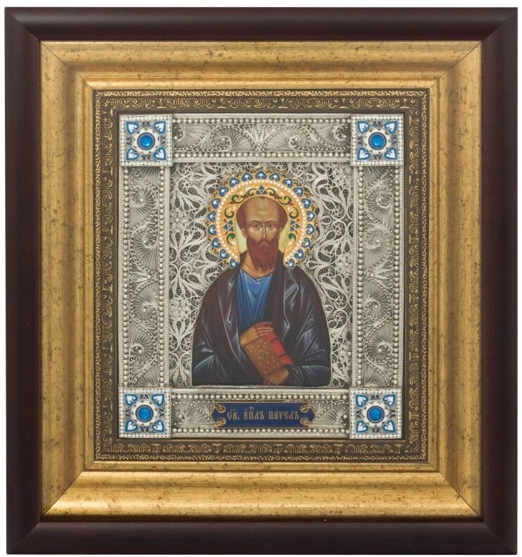 Ікона "Святий апостол Павло" зі срібла з емалями від компанії Іконна лавка - фото 1