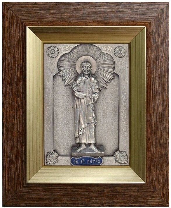 Ікона "Святий апостол Петро" зі срібла з чорнінням від компанії Іконна лавка - фото 1