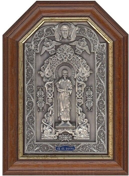 Ікона "Святий апостол Петро" зі срібла з емаллю від компанії Іконна лавка - фото 1