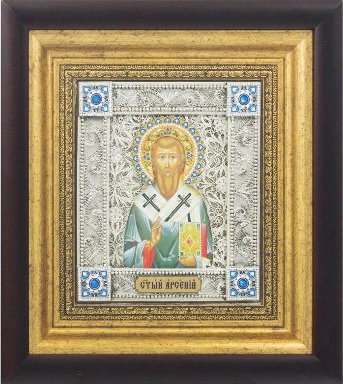 Ікона "Святий Арсеній" зі срібла від компанії Іконна лавка - фото 1