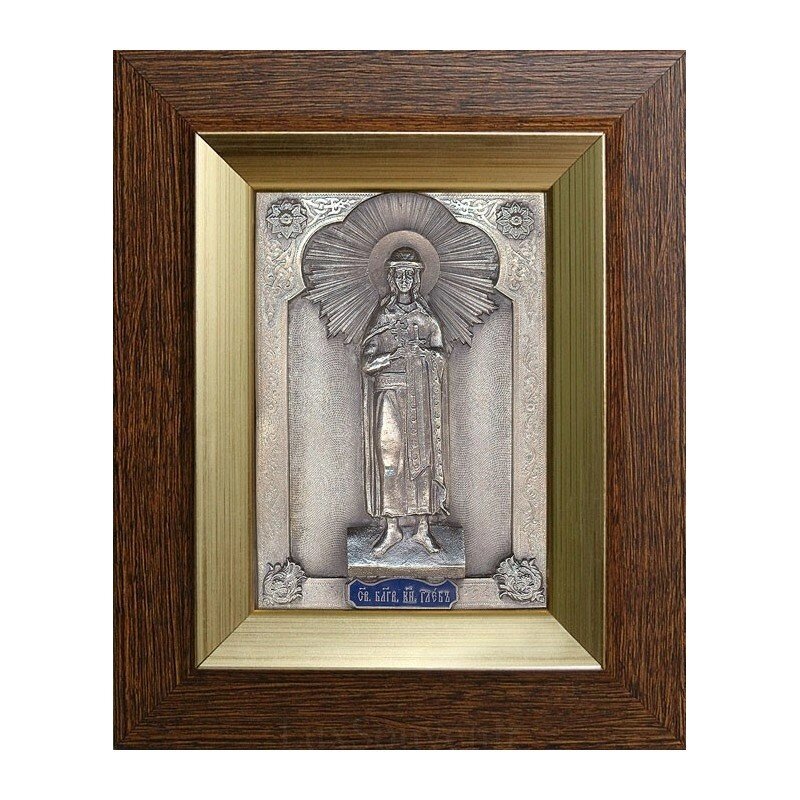 Ікона "Святий благоверний князь Гліб" зі срібла з емаллю від компанії Іконна лавка - фото 1